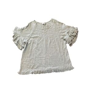 Bad Little Country Girl Women's‎ XL Fringe Ruffle Short Sleeve Top Linen Blend